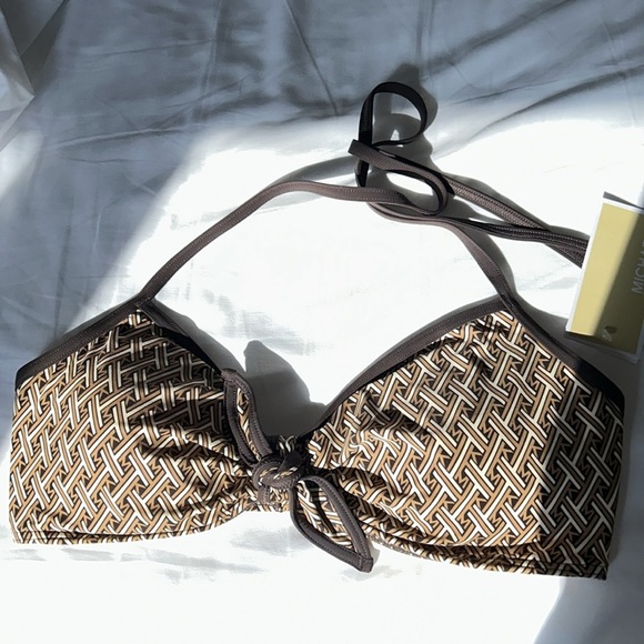 Michael Kors Brown and Tan Geometric Bikini Top - Picture 3 of 5